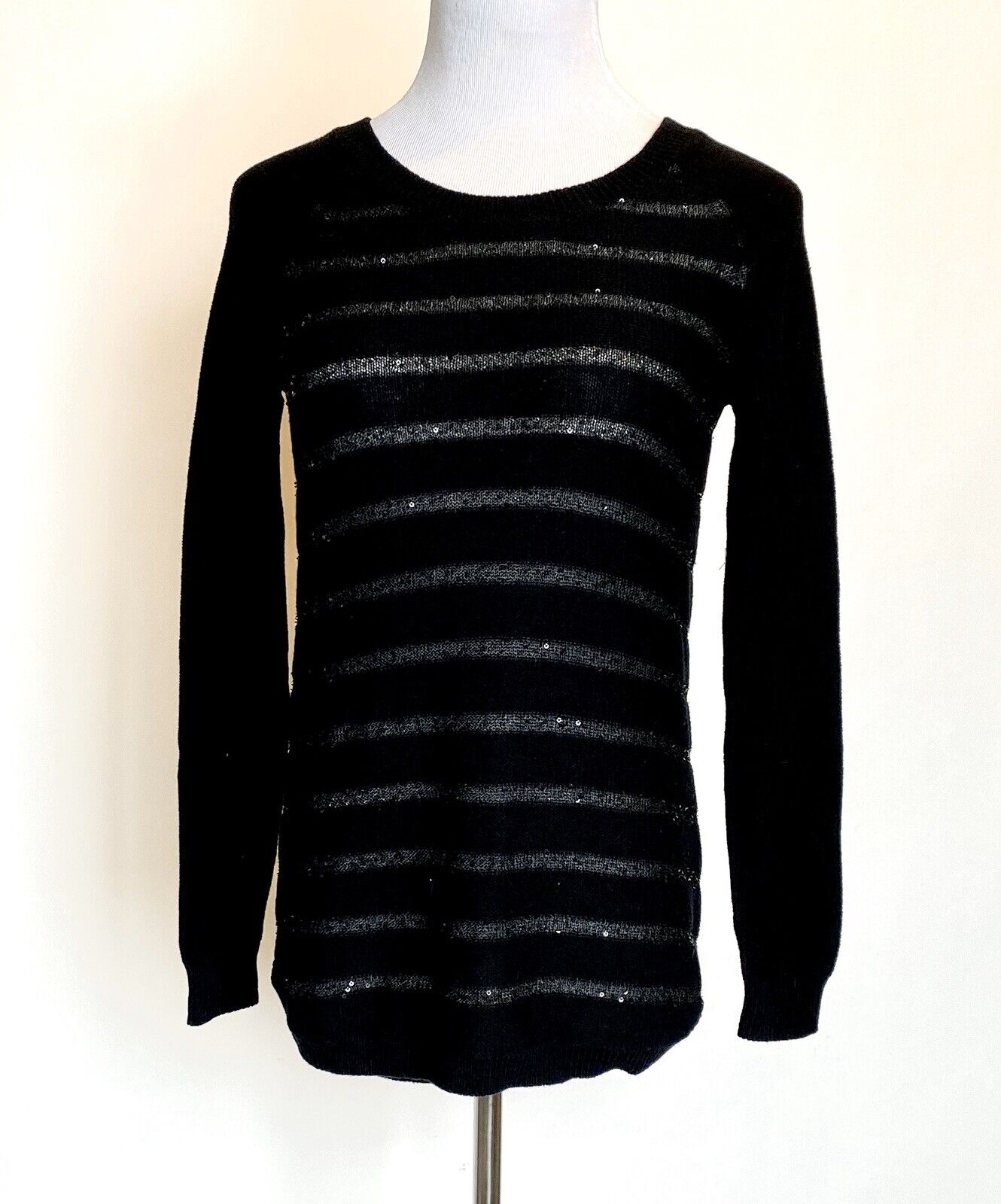 Black Stripe Sequin Sweater. Maison Jules. Retail $69.50 Price $24 Size S NWT