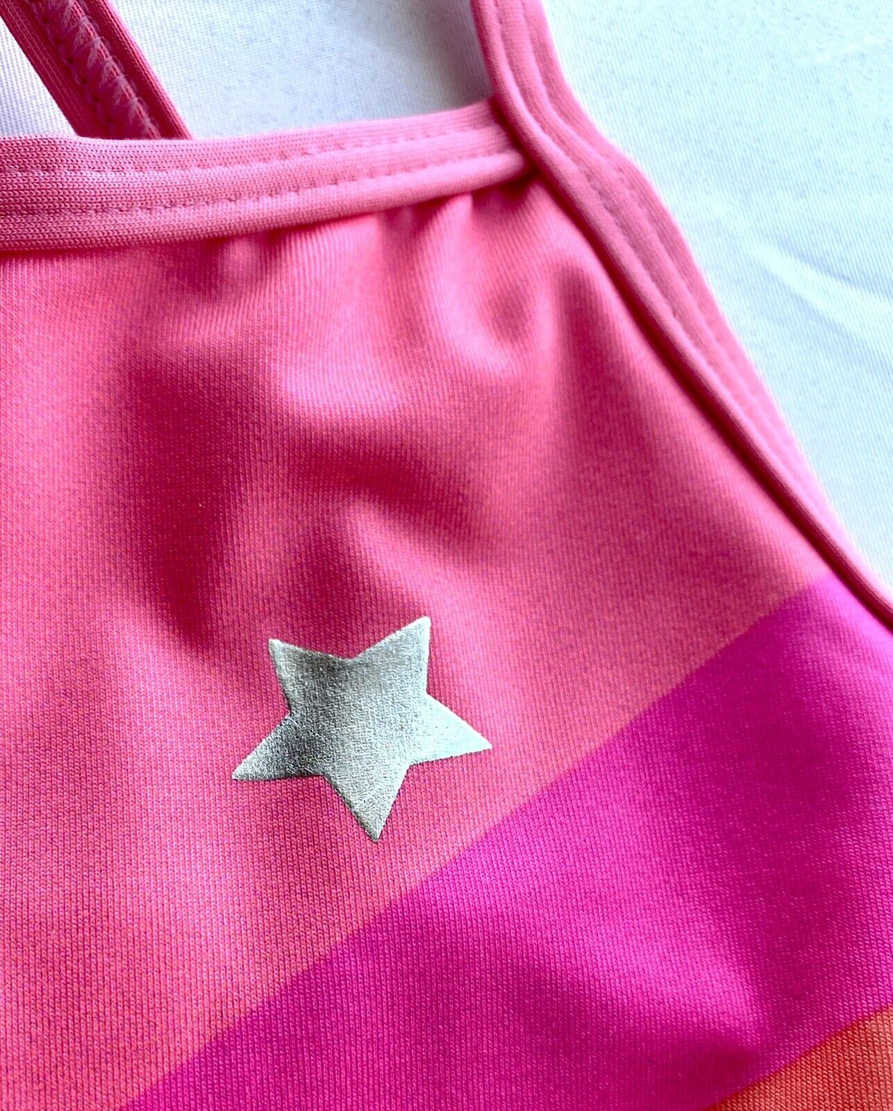 pink platinum girls rainbow foil silver star swimsuit Age 3 Retail $24 Price $19