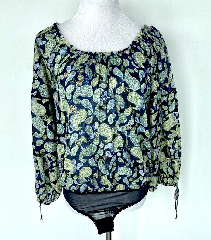 Free People Paisley Bodysuit Retail $78 Price $46.80 NWT Size XS
