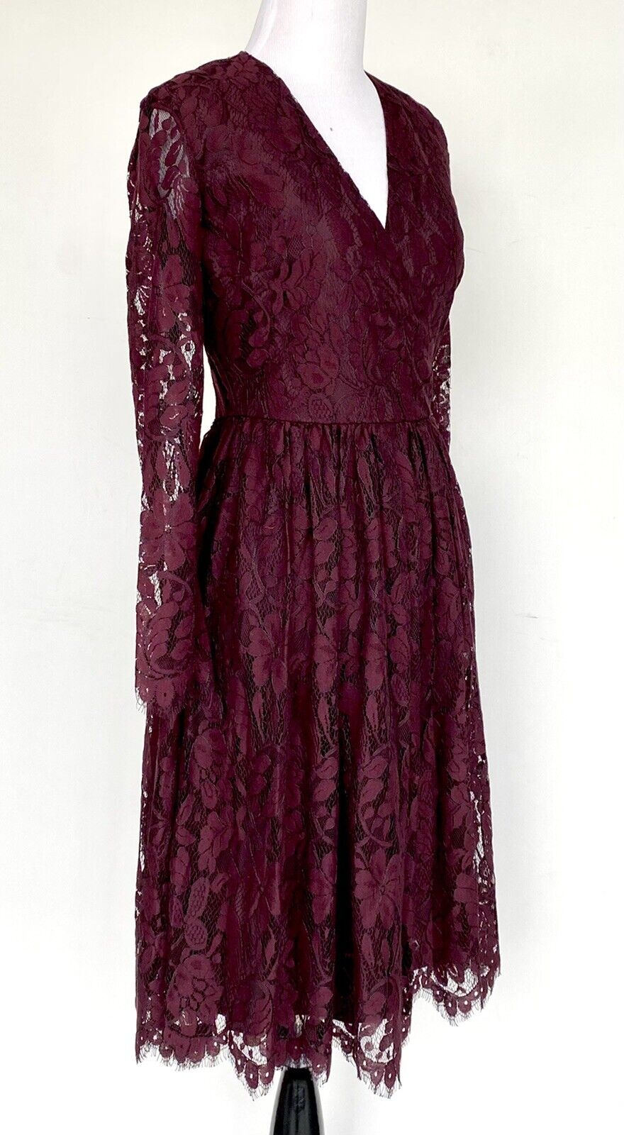 Alexia Admor Wine Lace LS Dress. Retail $265 Price $69 Size XS NWT