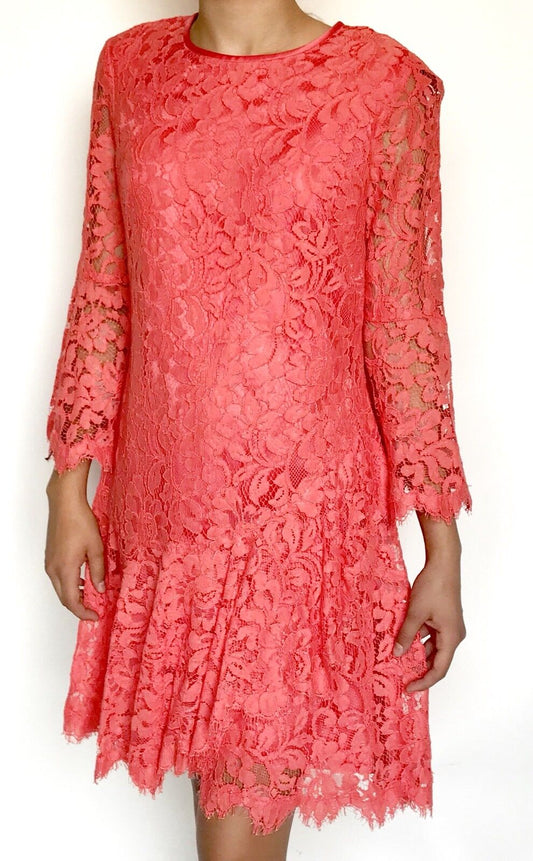 Eliza J Pink Coral Orange Lace Shift Dress NWT Retails $158 Price $69 Size 2