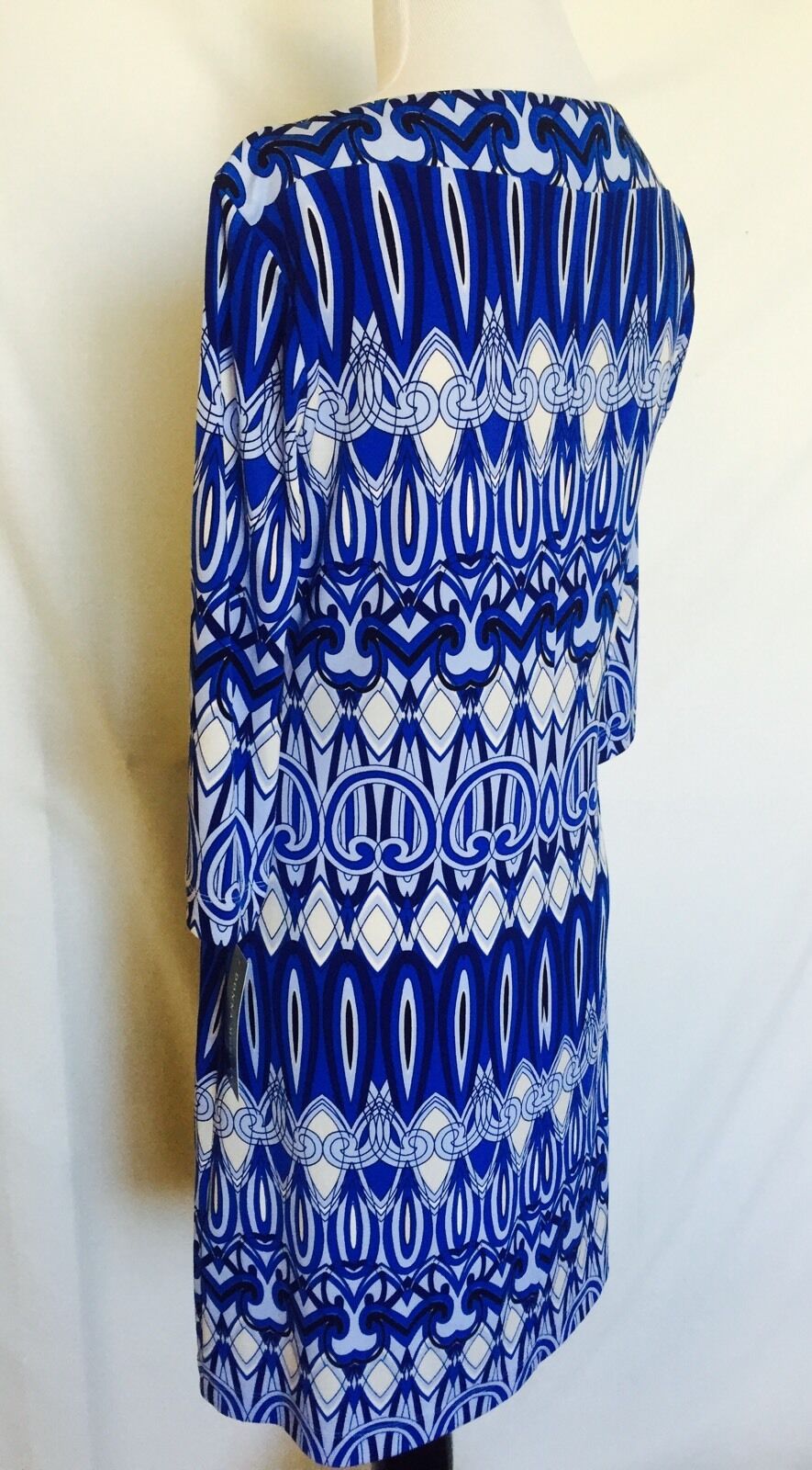 Donna Morgan Blue And White Stretch Dress. NWT Size 4  Retails $138 Price $42