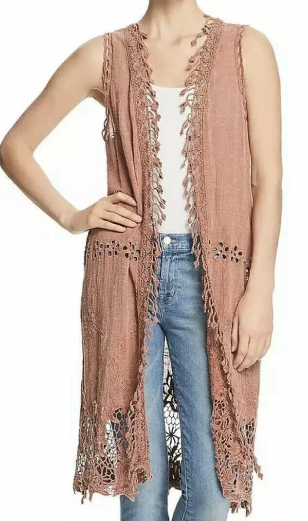 XCVI Crochet Sleeveless Cotton  Duster Cardigan Retails $138  Price $$49 Size S
