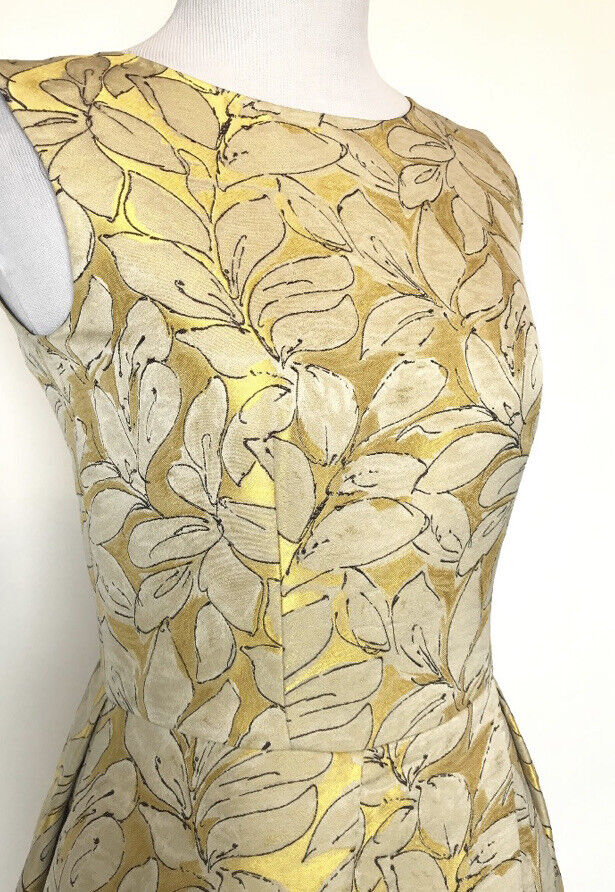 Carolina Herrera Gold Formal Floral Dress Retail $960 NWT Price $469 Size 2