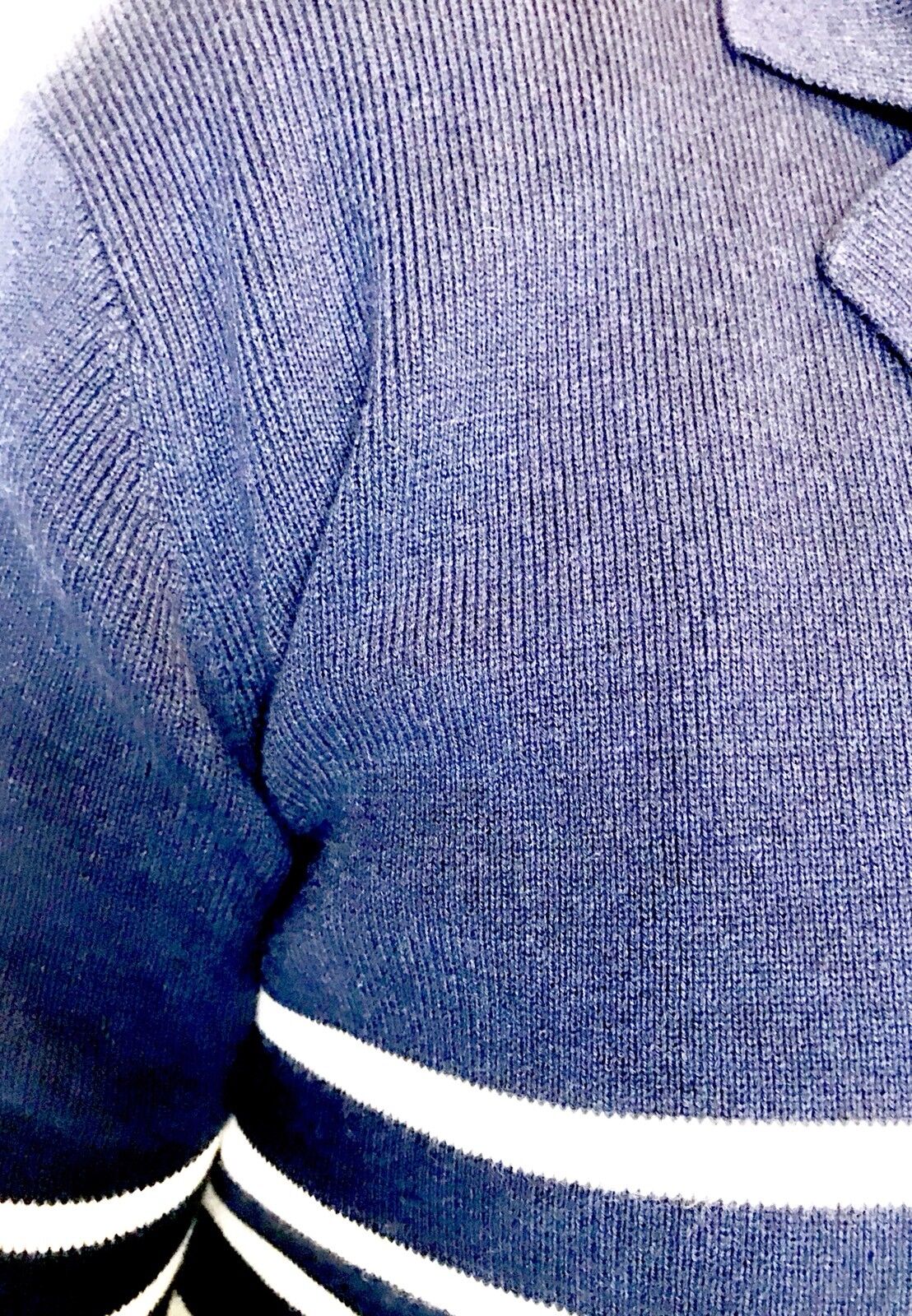 Carolina Herrera Navy Blue & White Cardigan Retail $220  Price $148 NWT Size XL