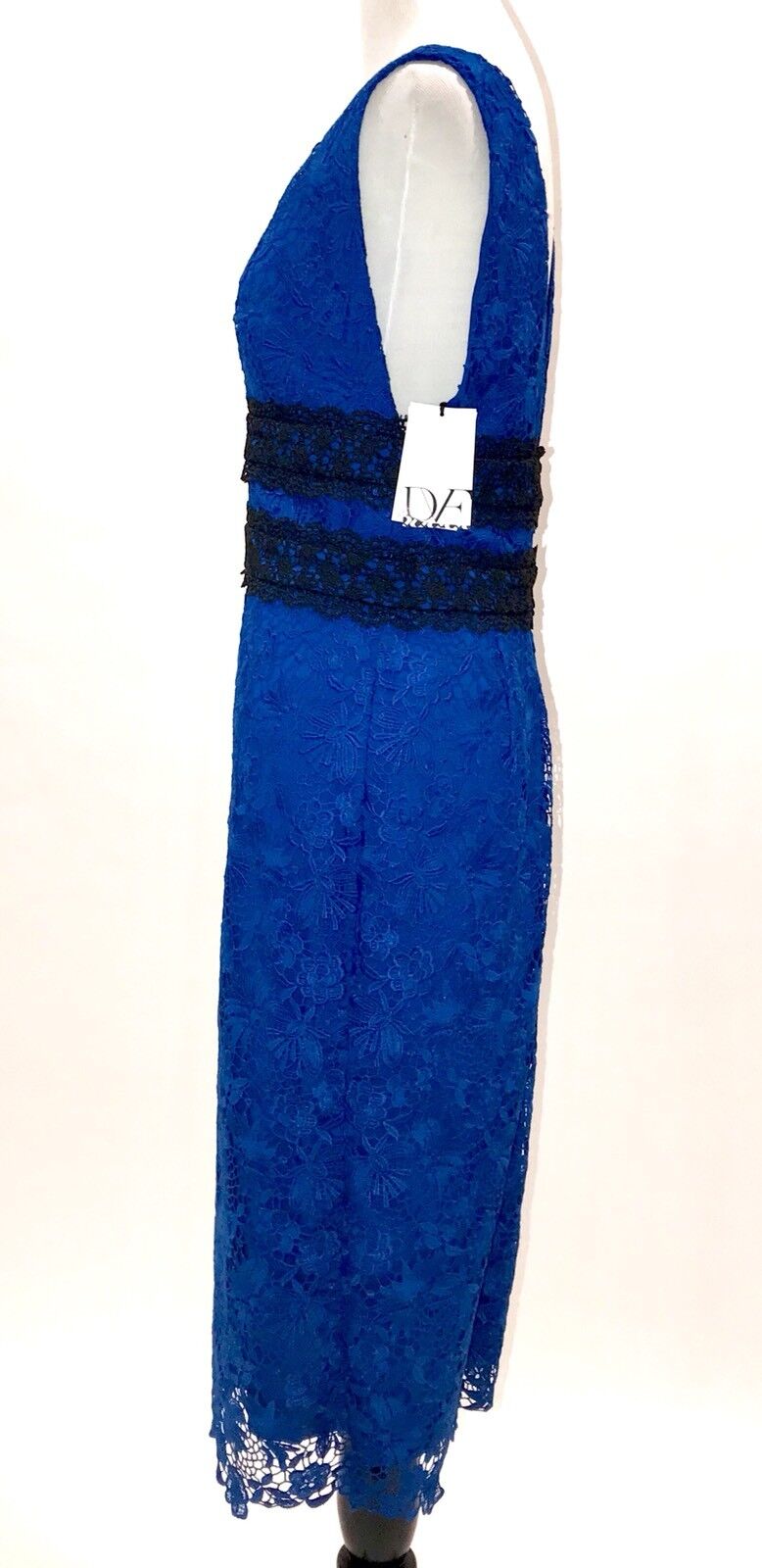 Diane Von Furstenberg Blue & Black Lace Dress. NWT Retail $498 Price $226 Sz 10