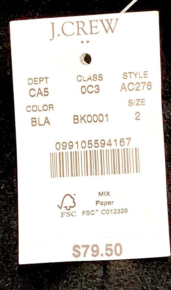 J Crew Wool Black Pencil Skirt NWT Price $79.50 Size 2