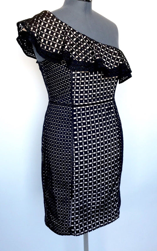 J.Crew One-shoulder dress in eyelet Black NWT Size 10 Retail $158 Price $50.99