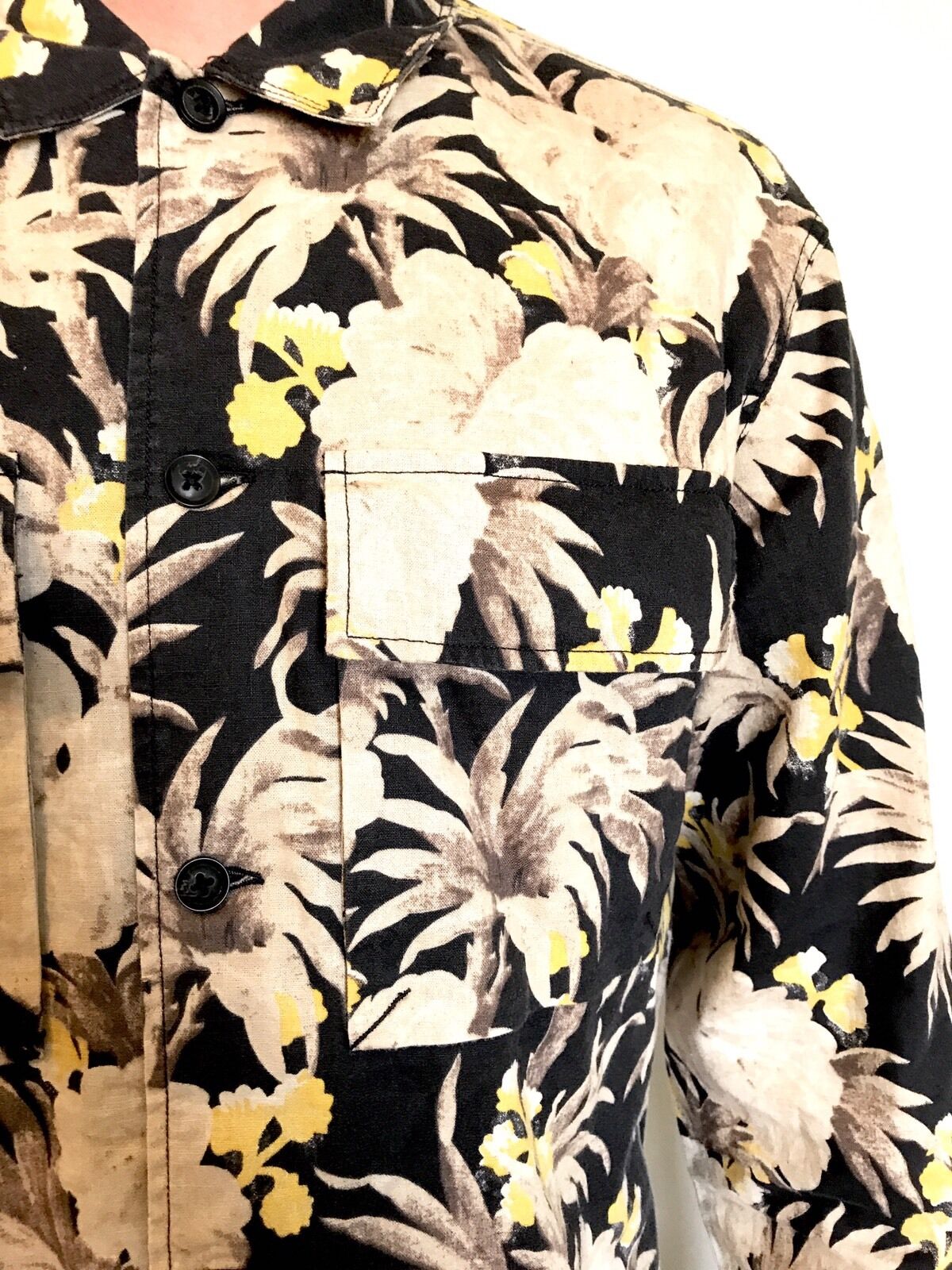 AllSaints Midway Linen Cotton LS Shirt  Retail $195 NWT Price $79 All Saints M