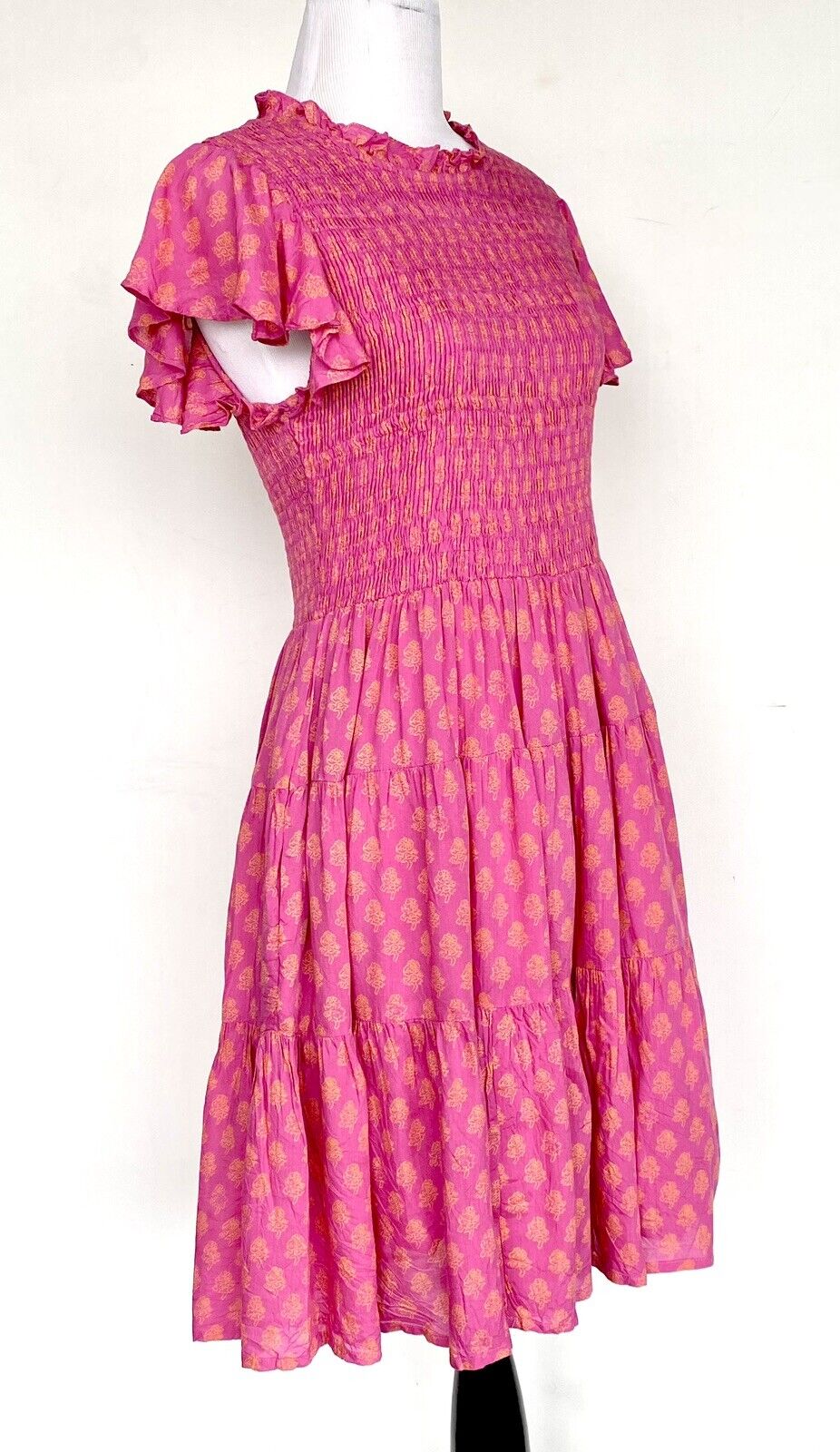 J Marie Mia Rose Smocked Ruched Tiered Dress size XS Retail $168 Price $70 NWT