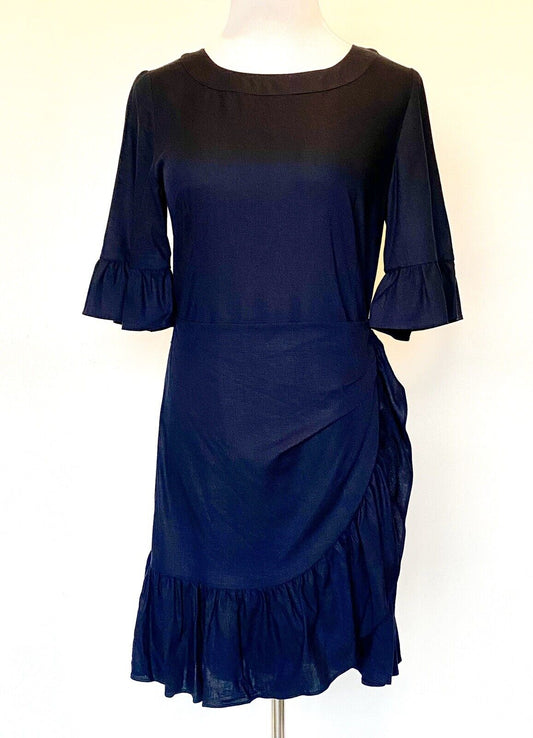 Le Gali Ruffle Wrap Front Linen Mix Dress Size S Retail $139 Price $38 NWT