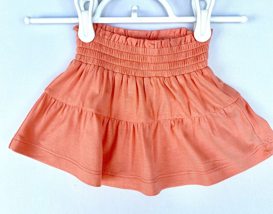 Kate Quinn Bamboo Smocked Waist Tiered Skirt Retail $38 Price $25 3-6 M Coral