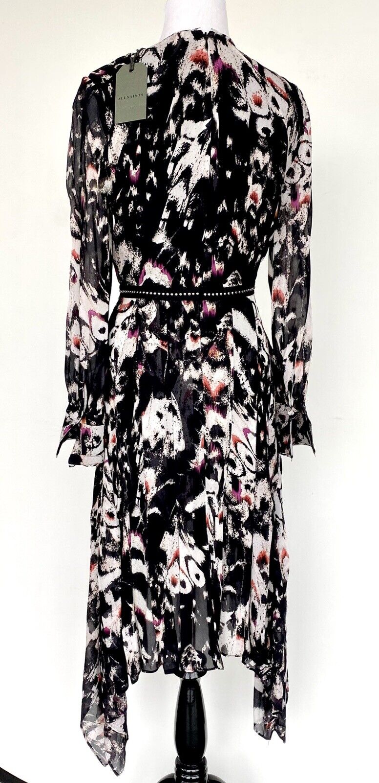 Allsaints Lizia Wing Chiffon Dress NWT Size 2 Retail $398 Price $165