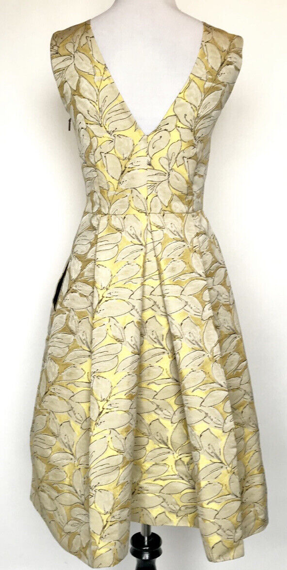 Carolina Herrera Gold Formal Floral Dress Retail $960 NWT Price $469 Size 2