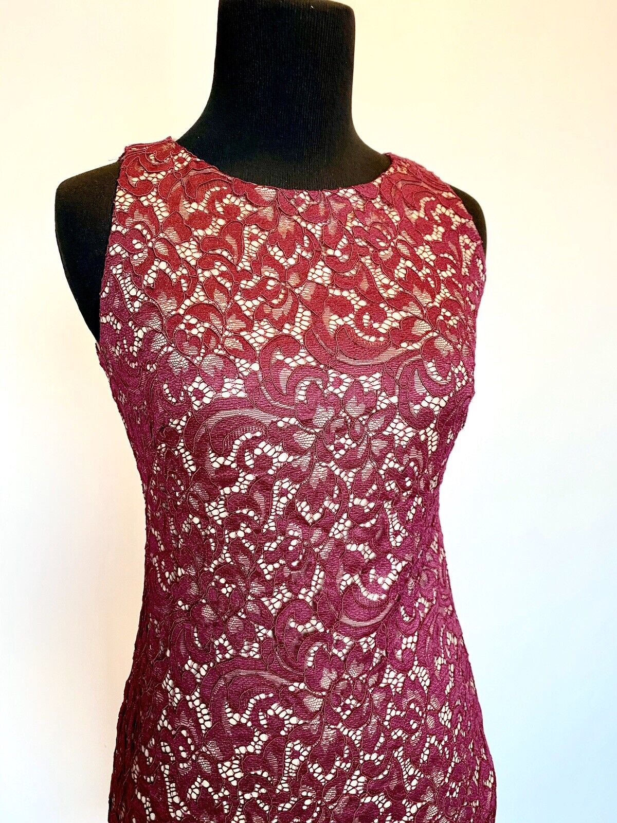 LAUREN RALPH LAUREN  Maroon / Purple Lace Dress 0P Retail $180 Price $49 NWT