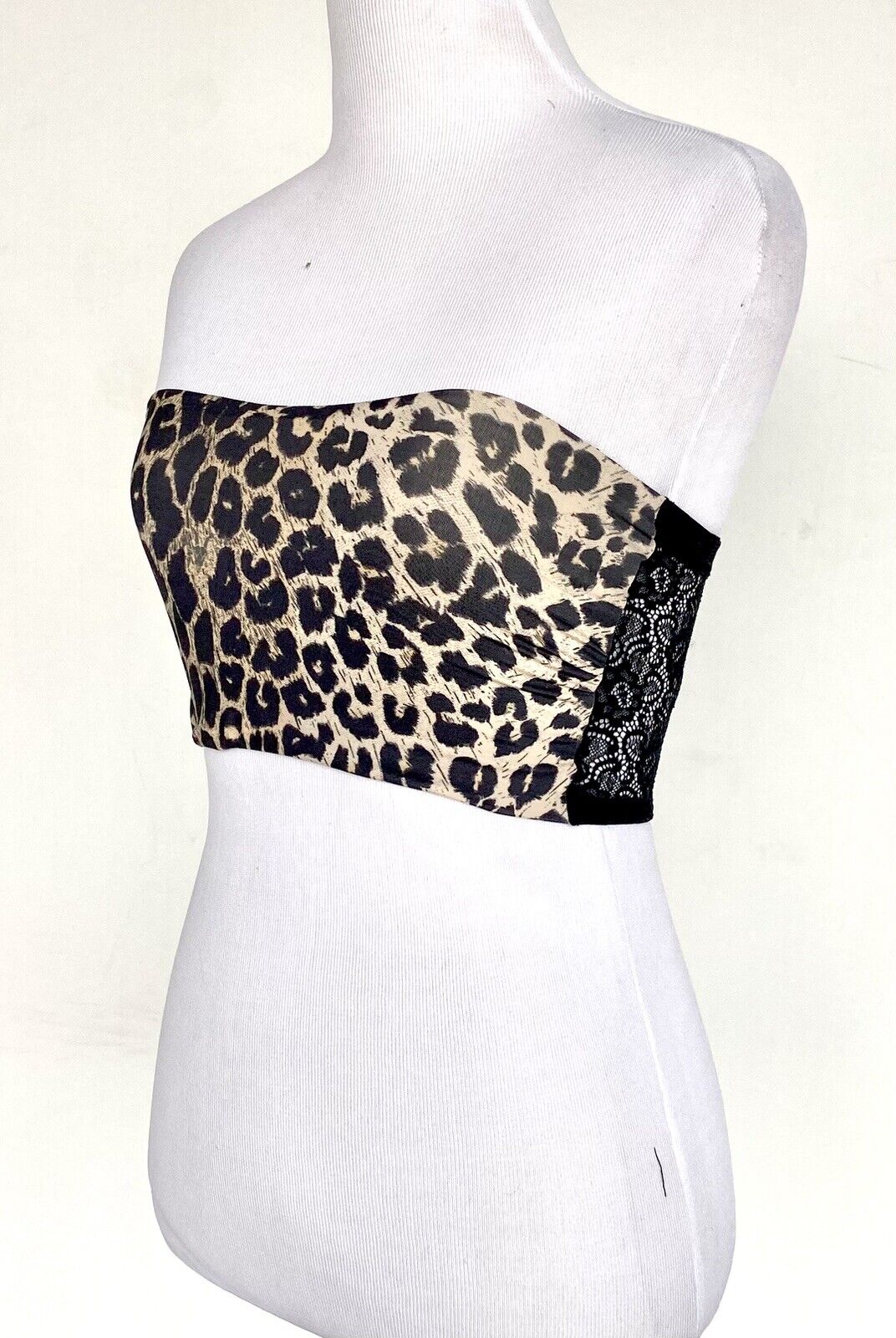 AllSaints Kali Kiku bandeau top $49 Size XS leopard front with lace back.