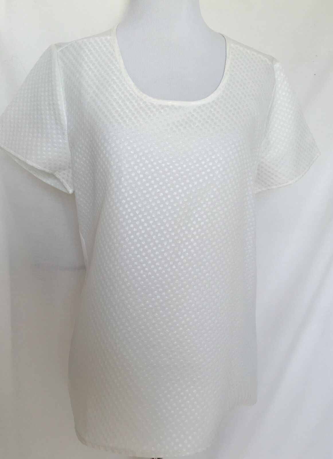 TAVI Ivory Top Raised Spot Front And Sheer Back. NWOT  Size M $29