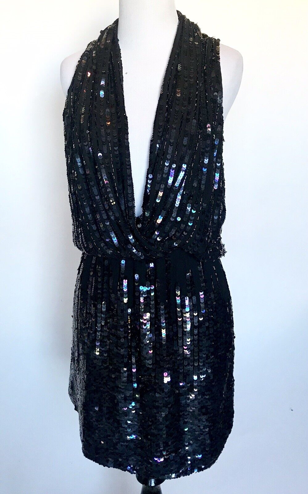 Parker Black Prom Party Sequined Cocktail Dress XS Retails 495 Price $128 NWT