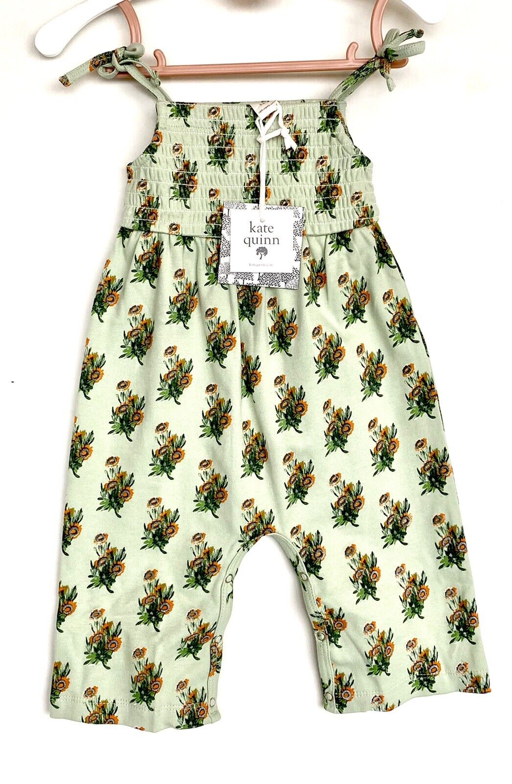 Kate Quinn Soft 100% Organic Cotton Jumpsuit Retail $40 Price $26 3-6 M Smocked