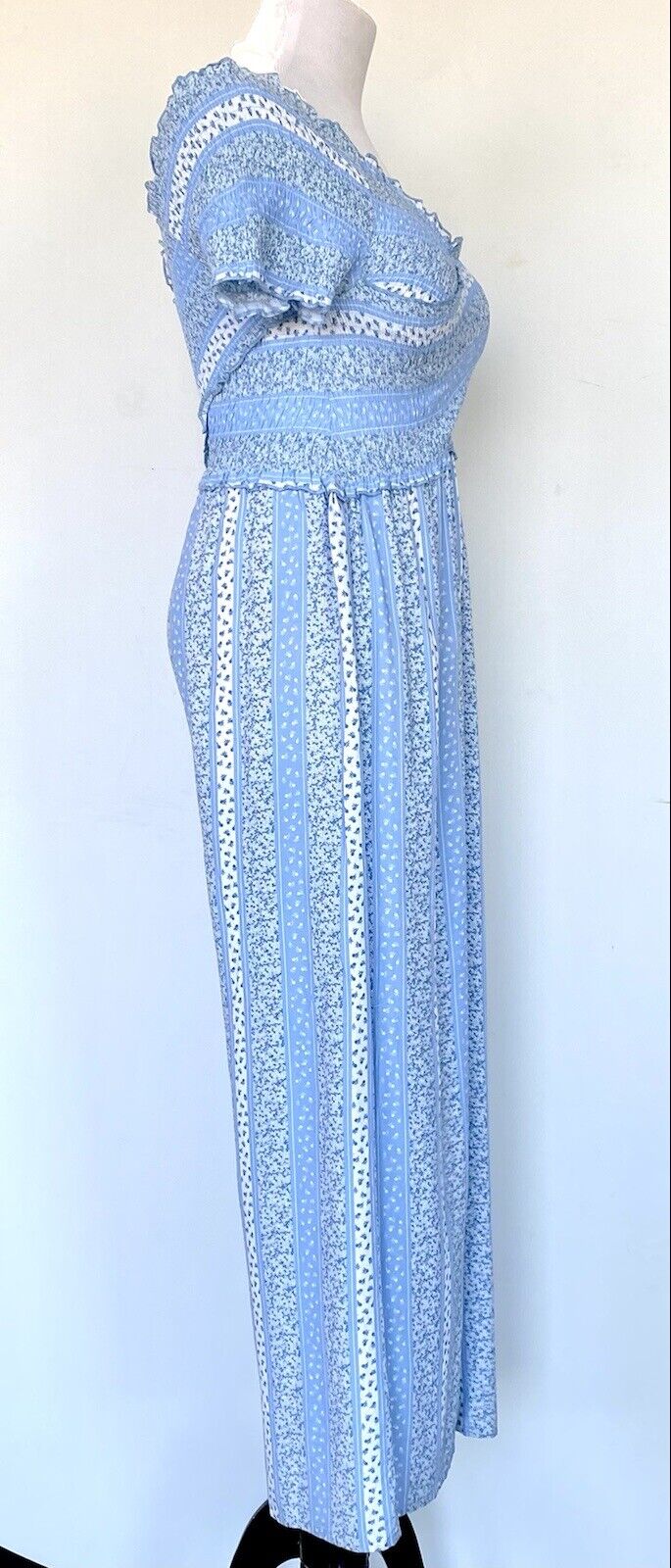 Japna surplice smocked body jumpsuit Size Small Price $49 Blue White Wide Leg