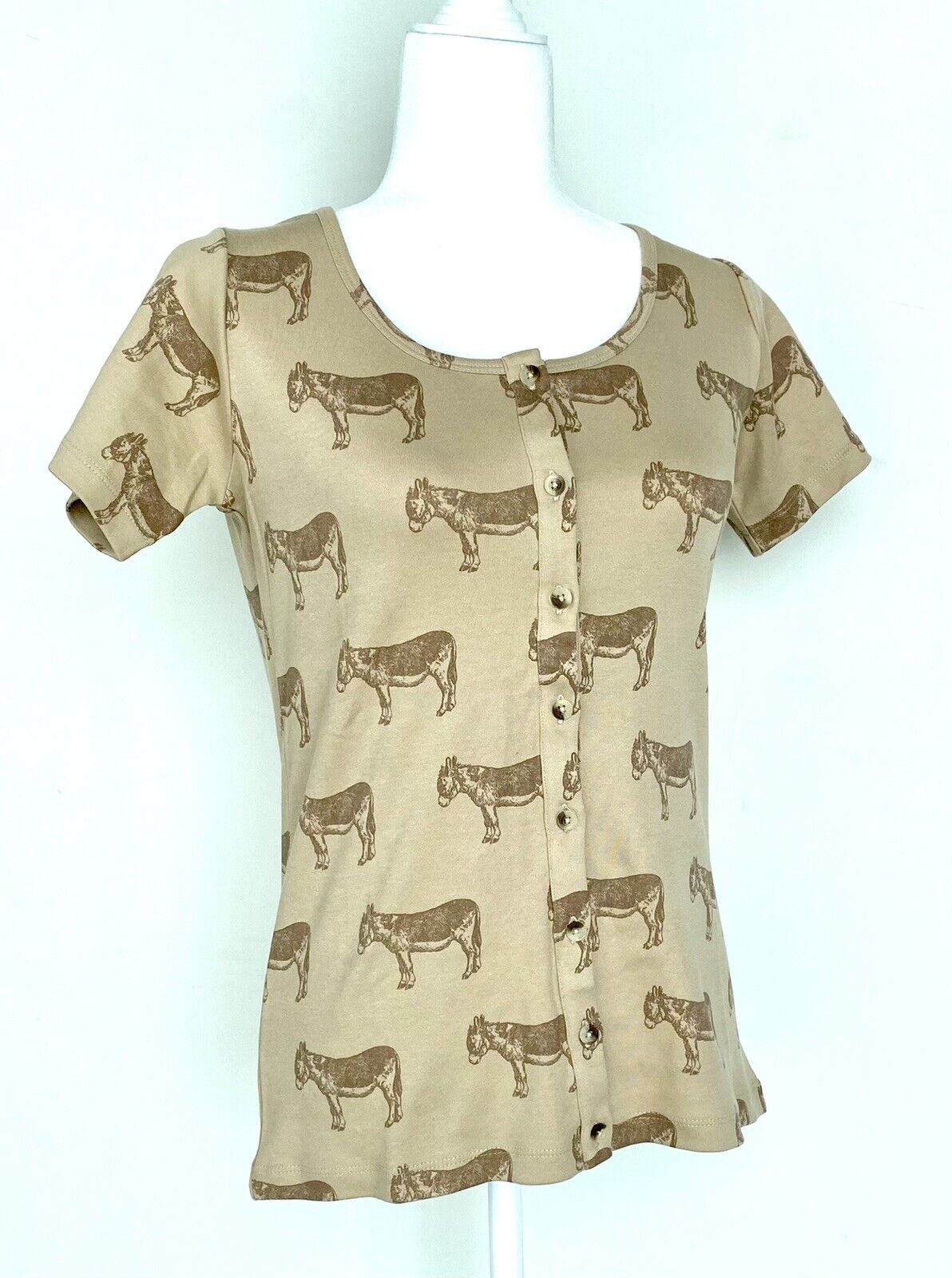 Kate Quinn 100% Organic Cotton Interlock Donkey Tee Retail $50 Price $28 Tan XS