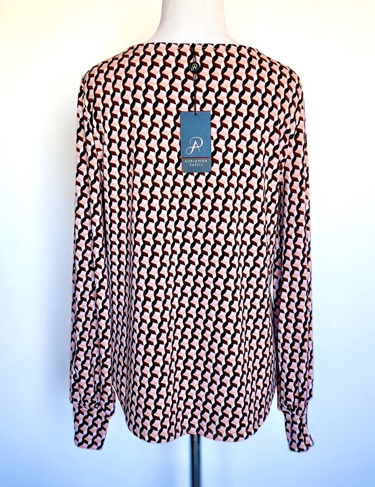 Adrianna Papell Pink Tan LS Blouse  NWT Size S Retails $69 Price $38