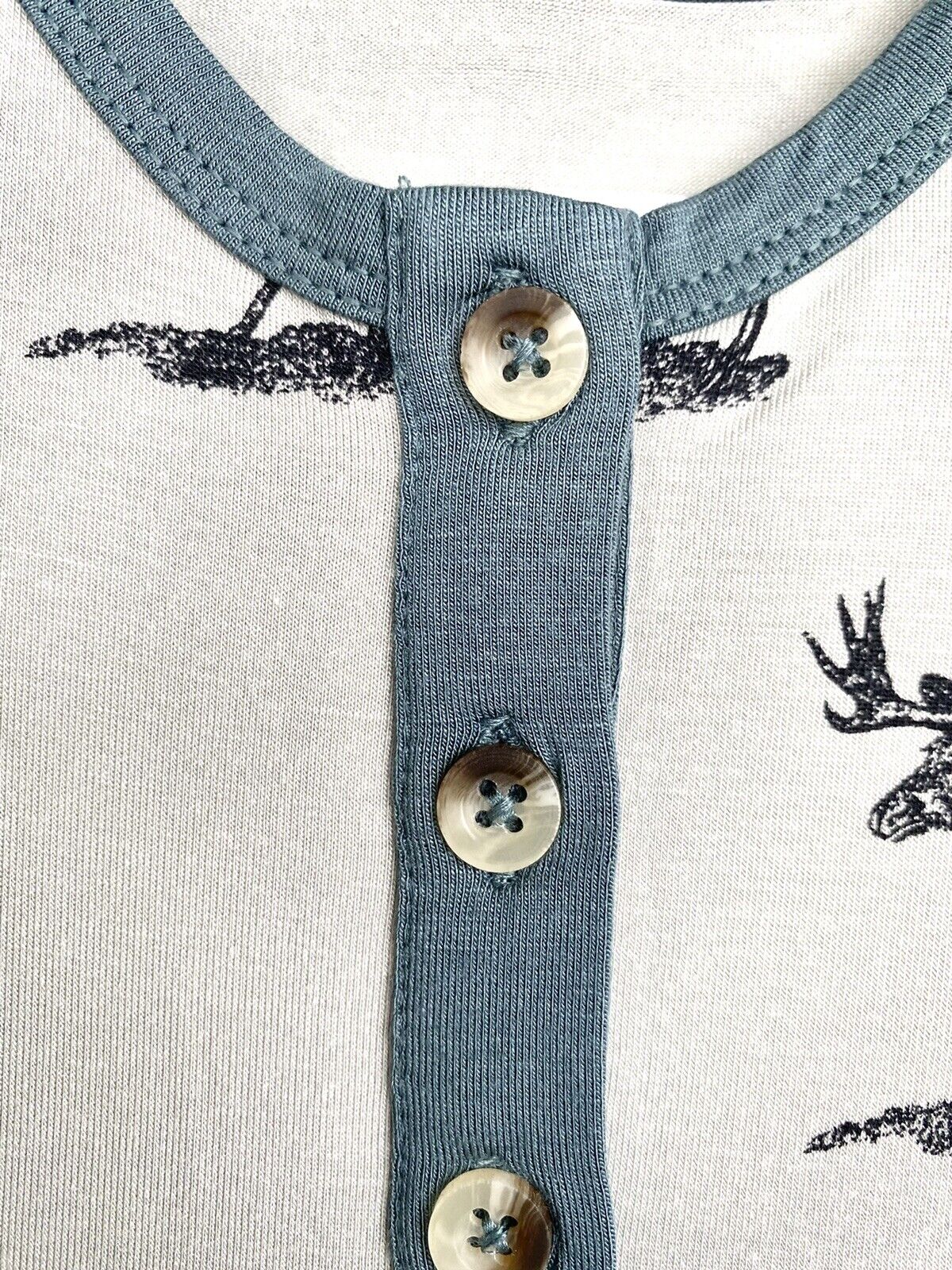 Kate Quinn Bamboo bubble Romper Retail $40 Price $28 12-18 M Moose Blue Gray