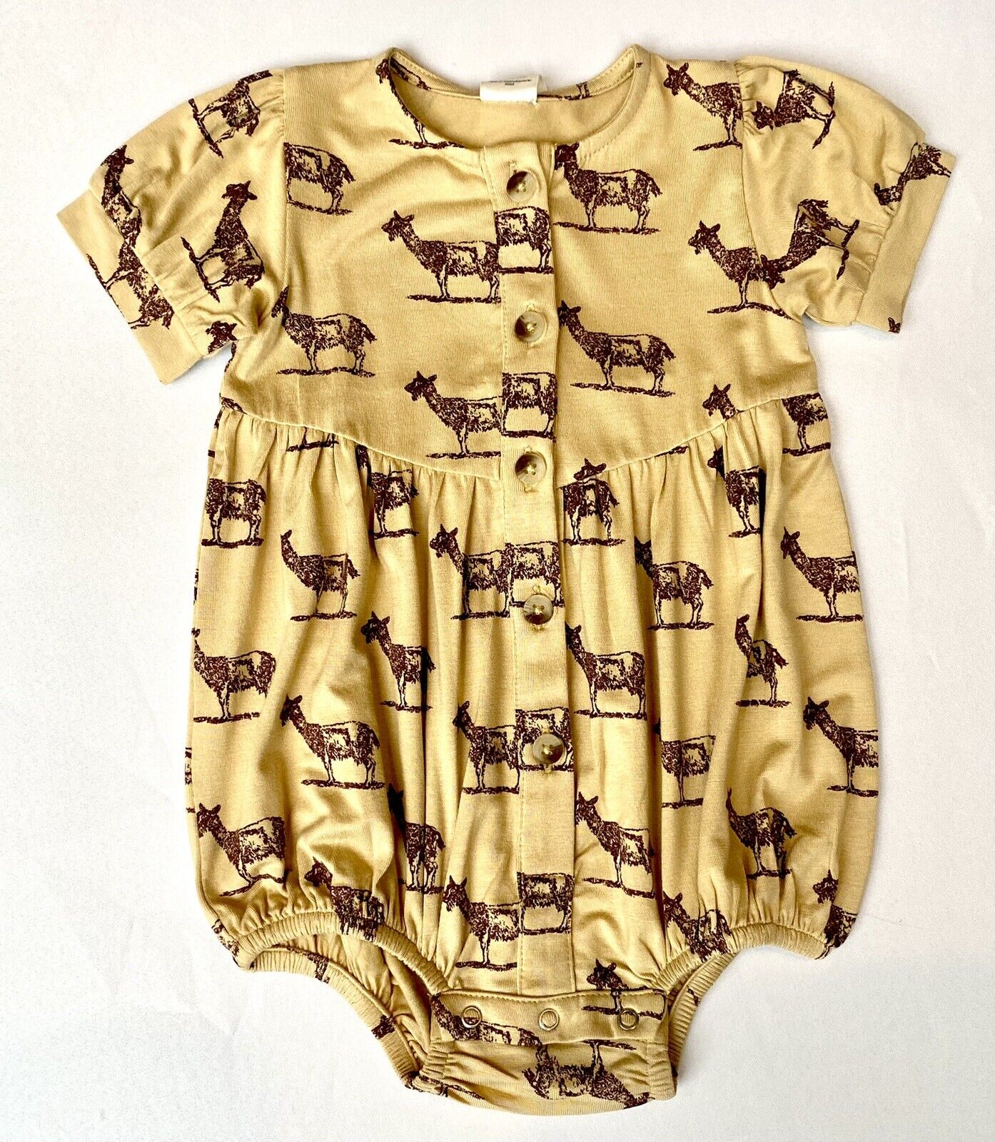 Kate Quinn Bamboo bubble Romper Retail $42 Price $30 3-6 M Tan Billy Goat