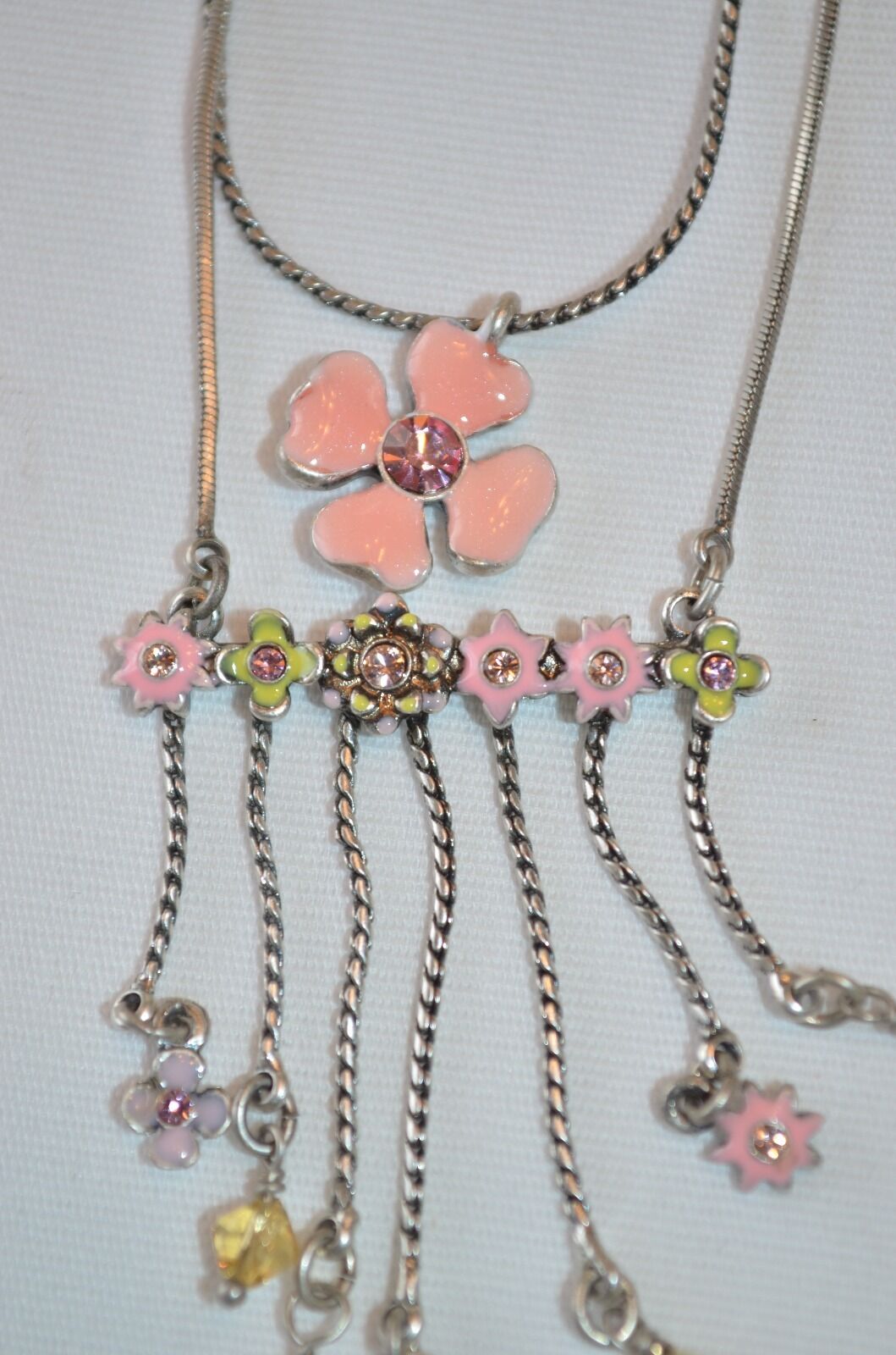 Pilgrim double chain enamel and Swarovski crystal necklace price $15