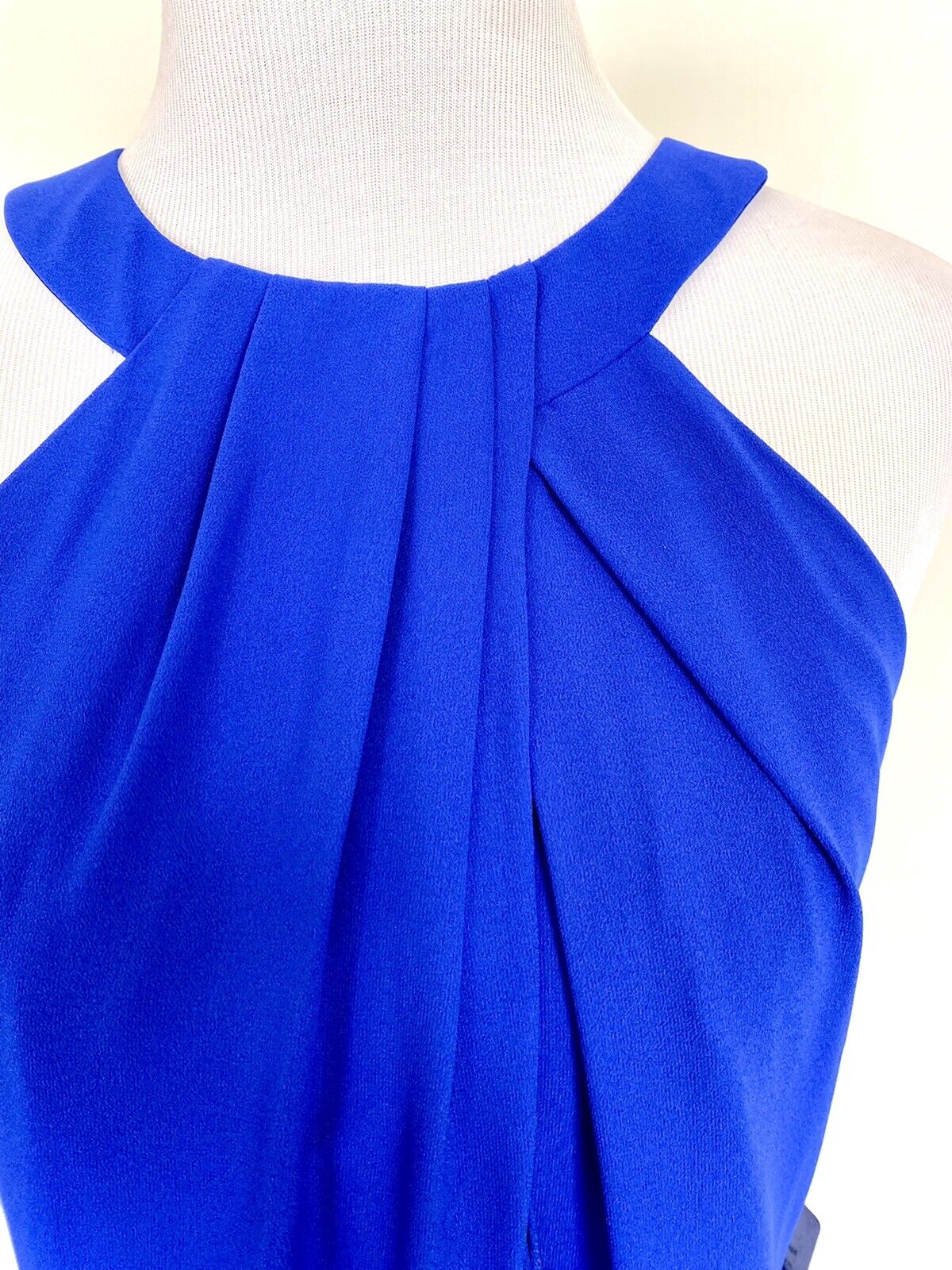Badgley Mischka cobalt Blue drape neck dress. Retails $365 Price $98 NWT Size 10