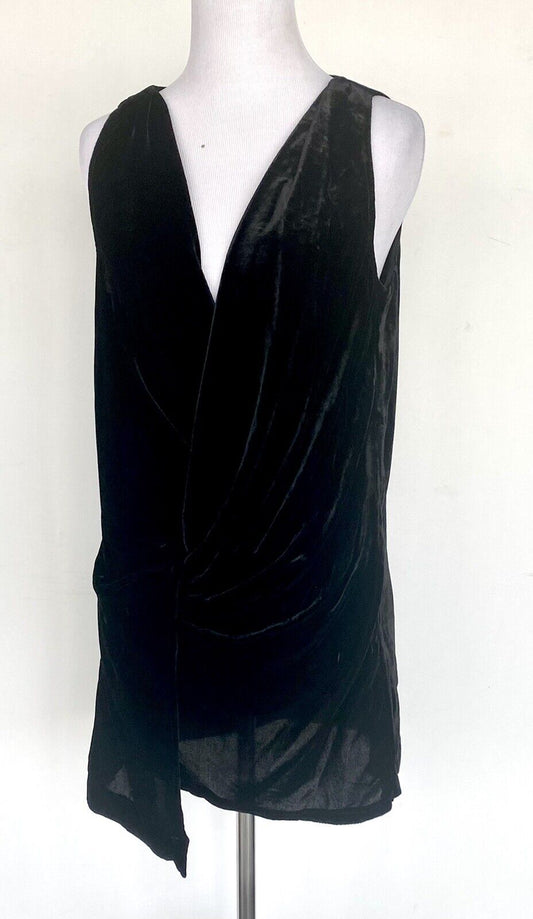 Kenneth Cole Velvet Twist Sleeveless  Long Top Black S Retail $129 Price $39 NWT