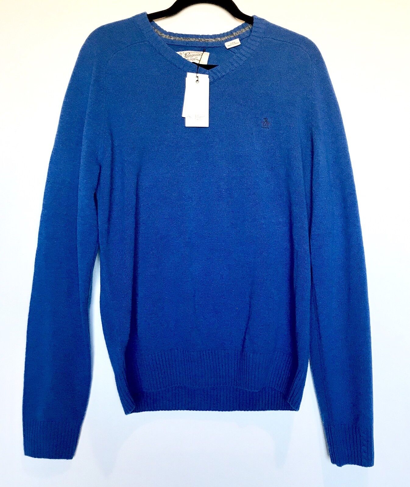 NWT Penguin Lambs Wool Blue Sweater Size L Retail $79 Price $46 NWT