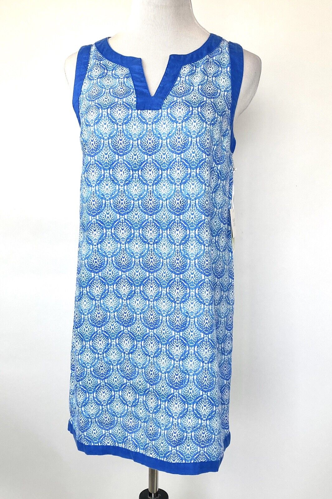 Sigrid Olsen 100% Linen Blue Sleeveless Dress. Retail $119 Price $55 Size M NWT