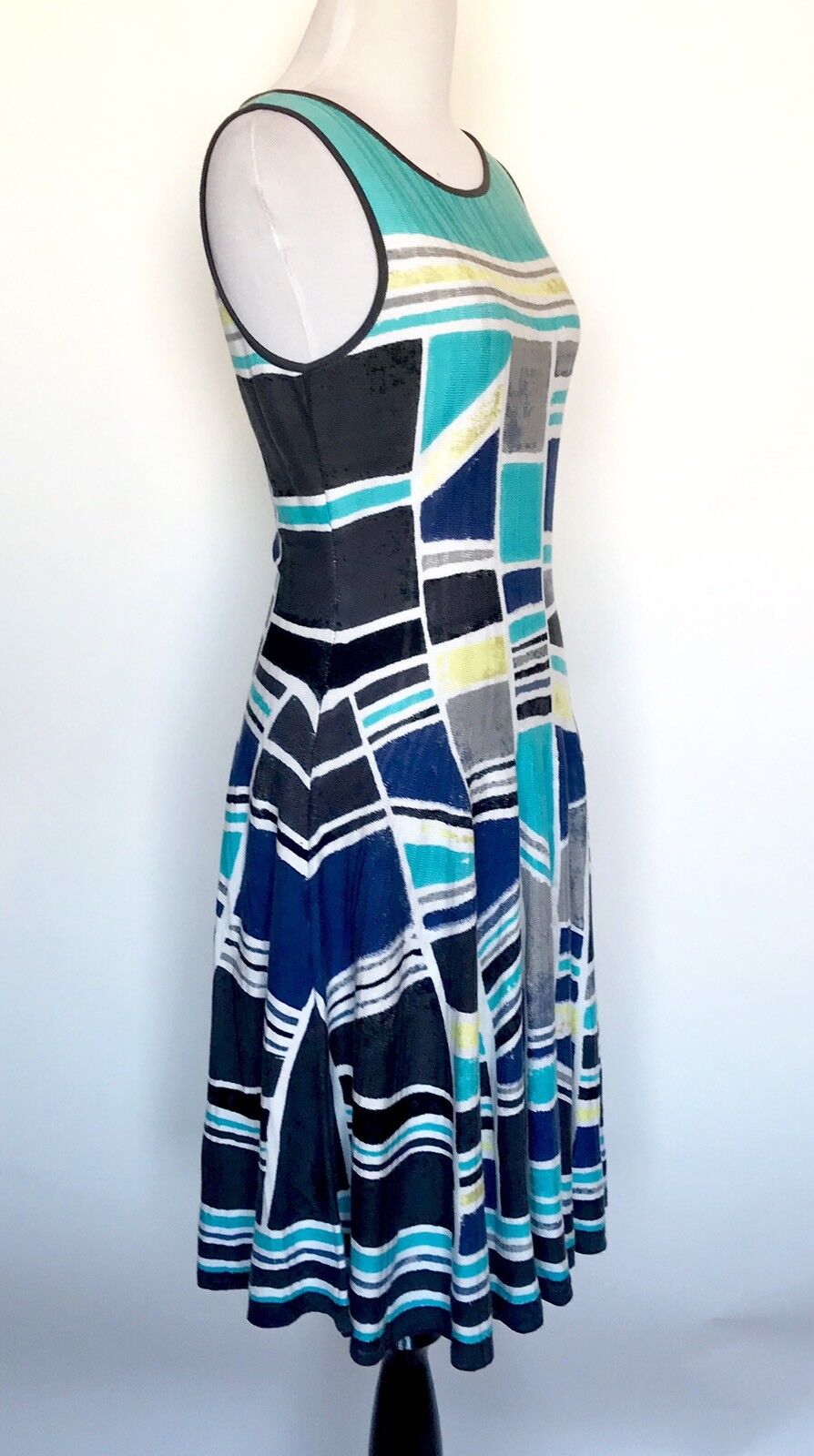 Nic + Zoe Blue Grey & White Knit Dress. NWT Petite S Retail $220 Price $79