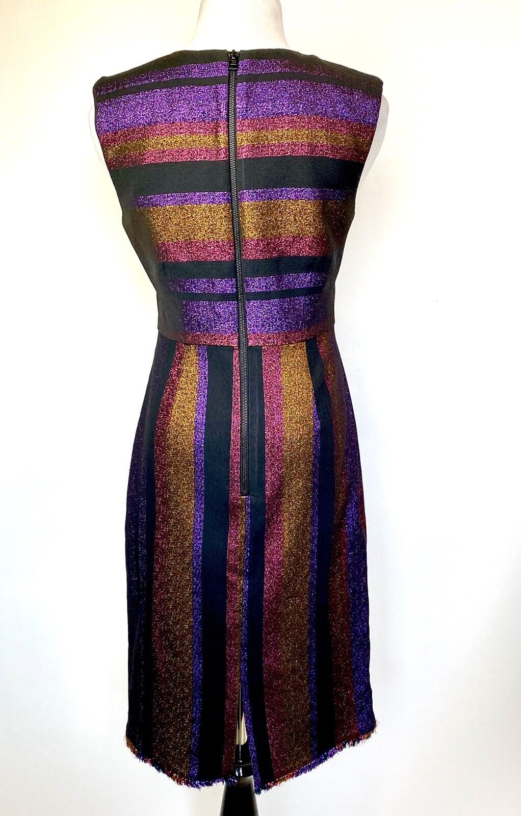 Diane Von Furstenberg Metallic Stripe Dress. NWT Retail $548  Price $198 Size 6