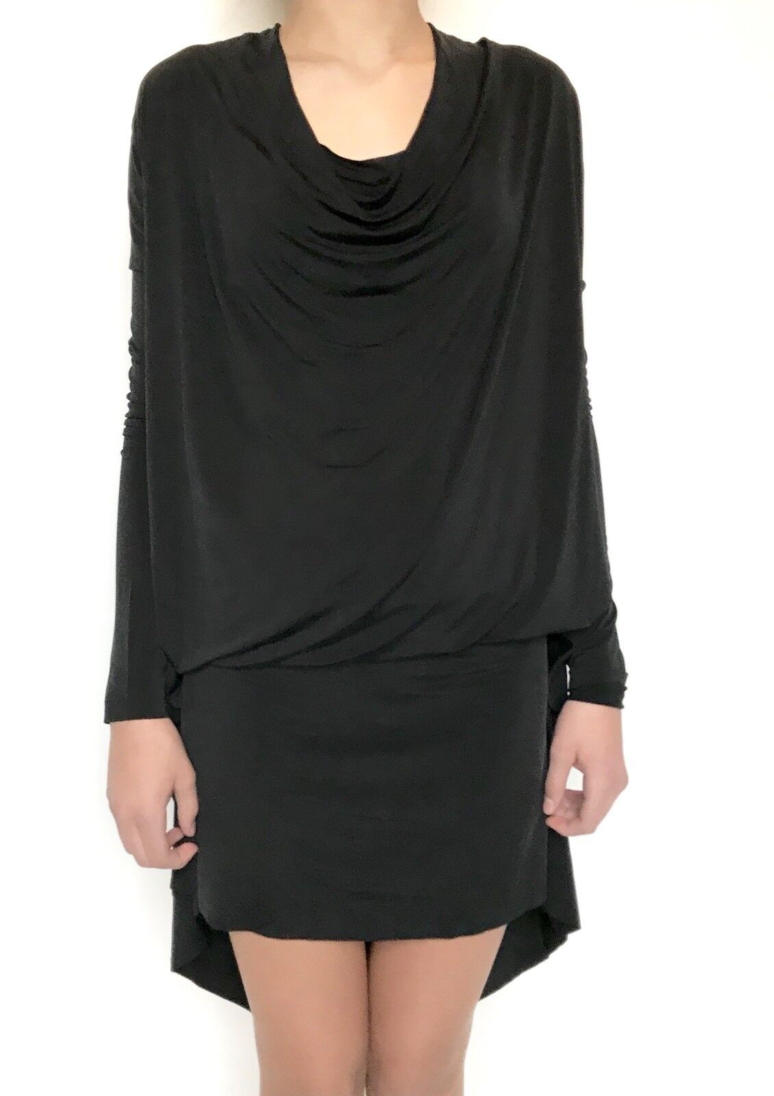 AllSaints Amei LS Black Dress. Retails $215 Price $98 NWT Silky Stretch Size XS