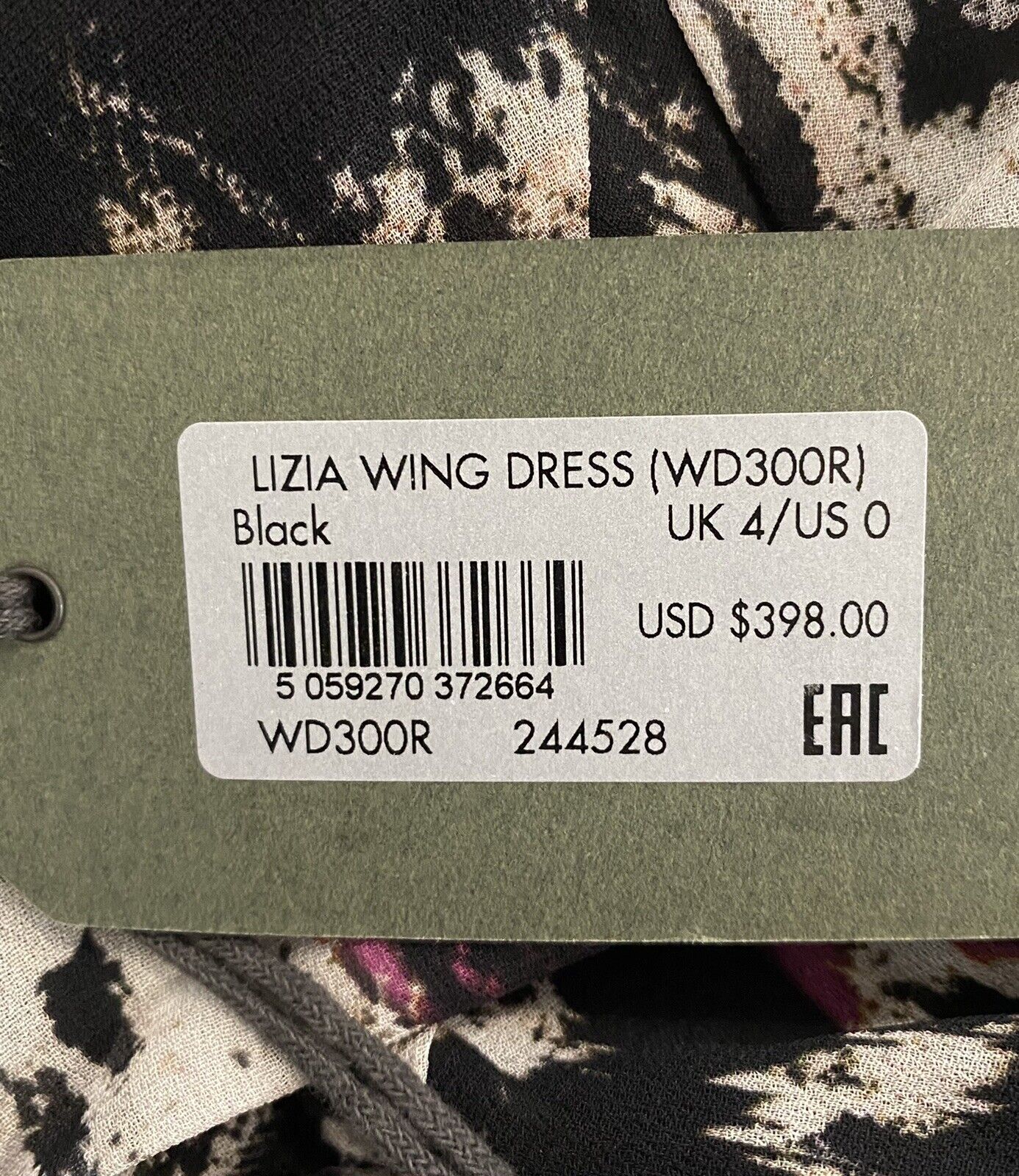 Allsaints Lizia Wing Chiffon Dress NWT Size 0 Retail $398 Price $165