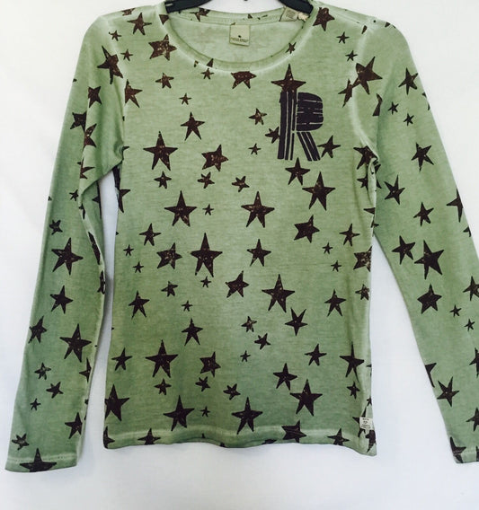 Scotch R'Belle Green Distressed Wash Star Shirt.NWT Age 12 Retail $46 Price $26