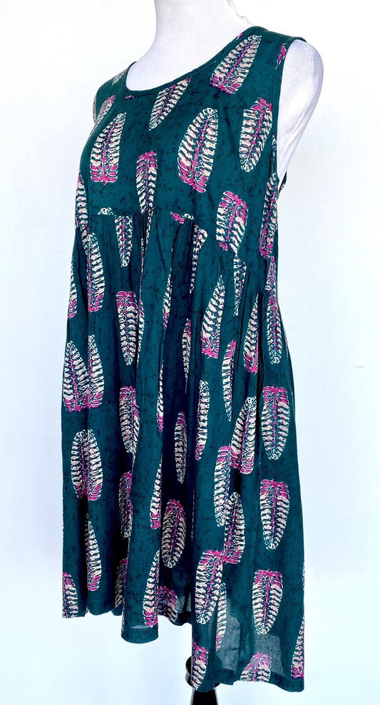 World Market Kaitlin Teal Feathers Sleeveless Dress / Cover Up S/M Price $29 NWT