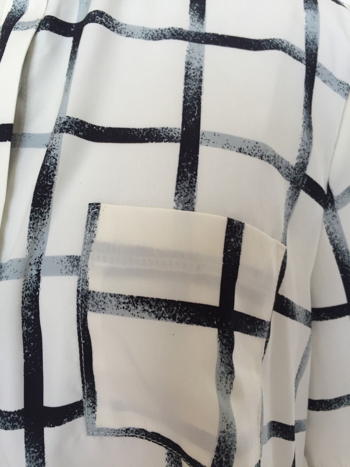 ACHRO Ivory Gray And Black Checked Boxy Blouse. NWT Size Small $29