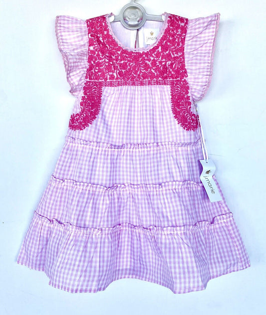 J Marie embroidered Dorothy Dress 4T Retail $102 Price $49 Gingham Pink