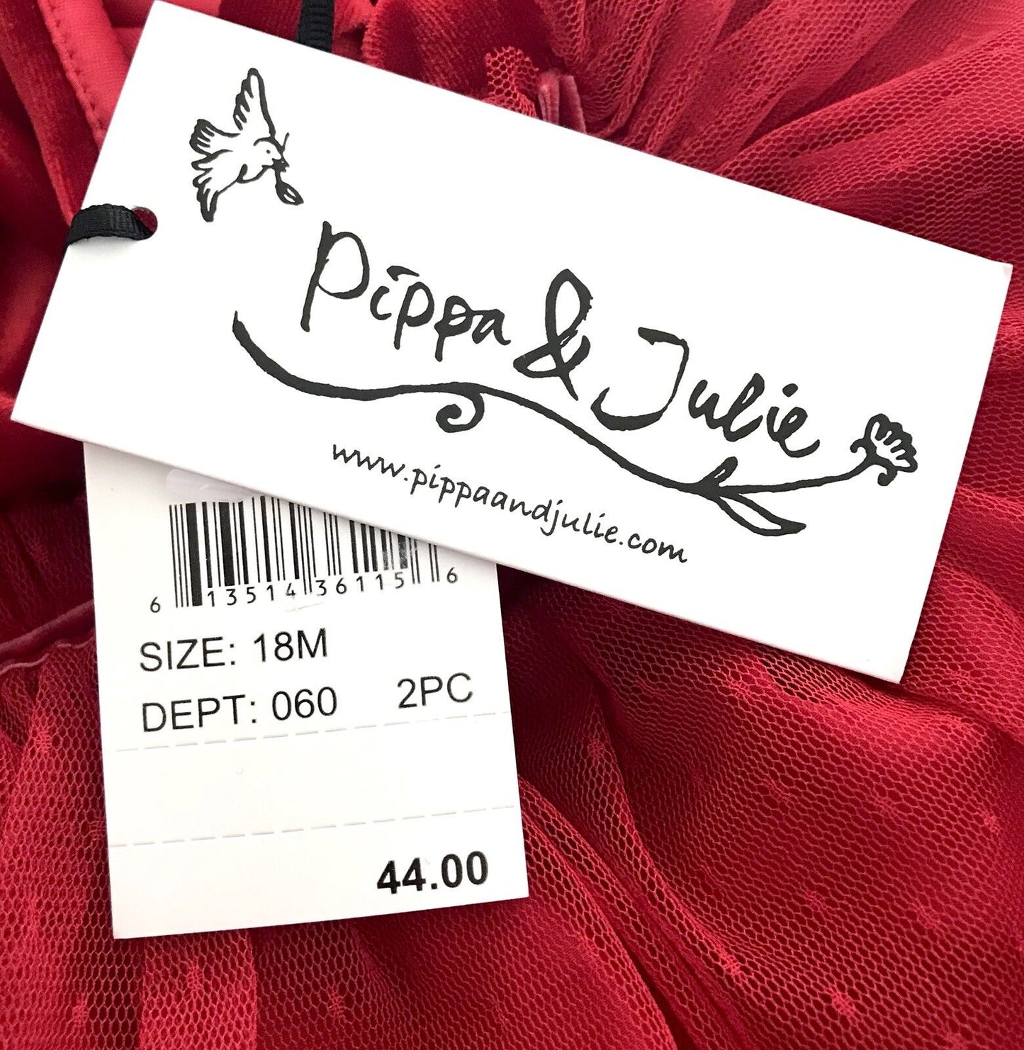 Pippa & Julie 2pc Red Velvet & Net Dress & Legging Retail $44 Price $$29 18 M