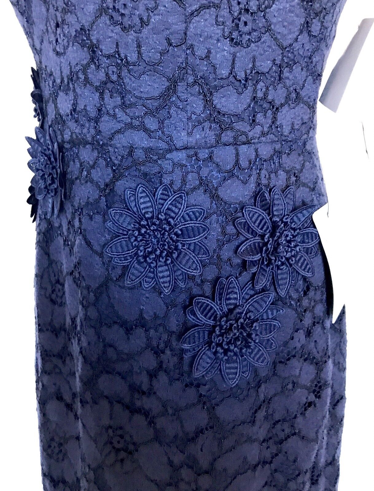 Maggy London Blue Lace Flower Appliqué Dress NWT Retails $178 Price $74 Size 8