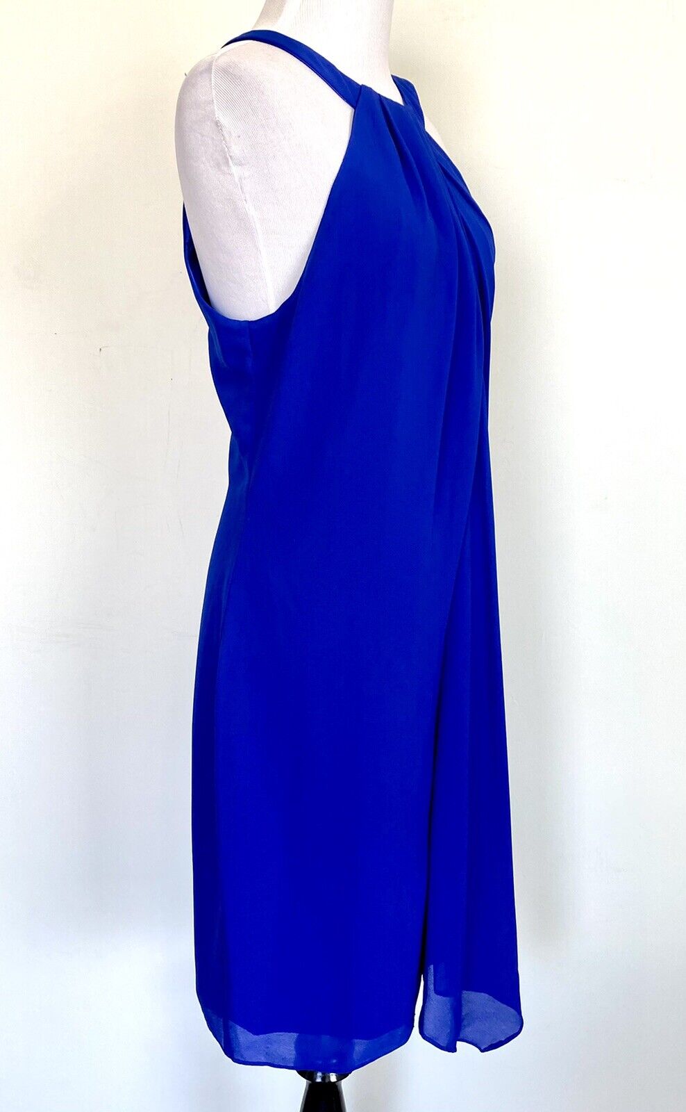 Badgley Mischka cobalt Blue drape neck dress. Retails $365 Price $98 NWT Size 10