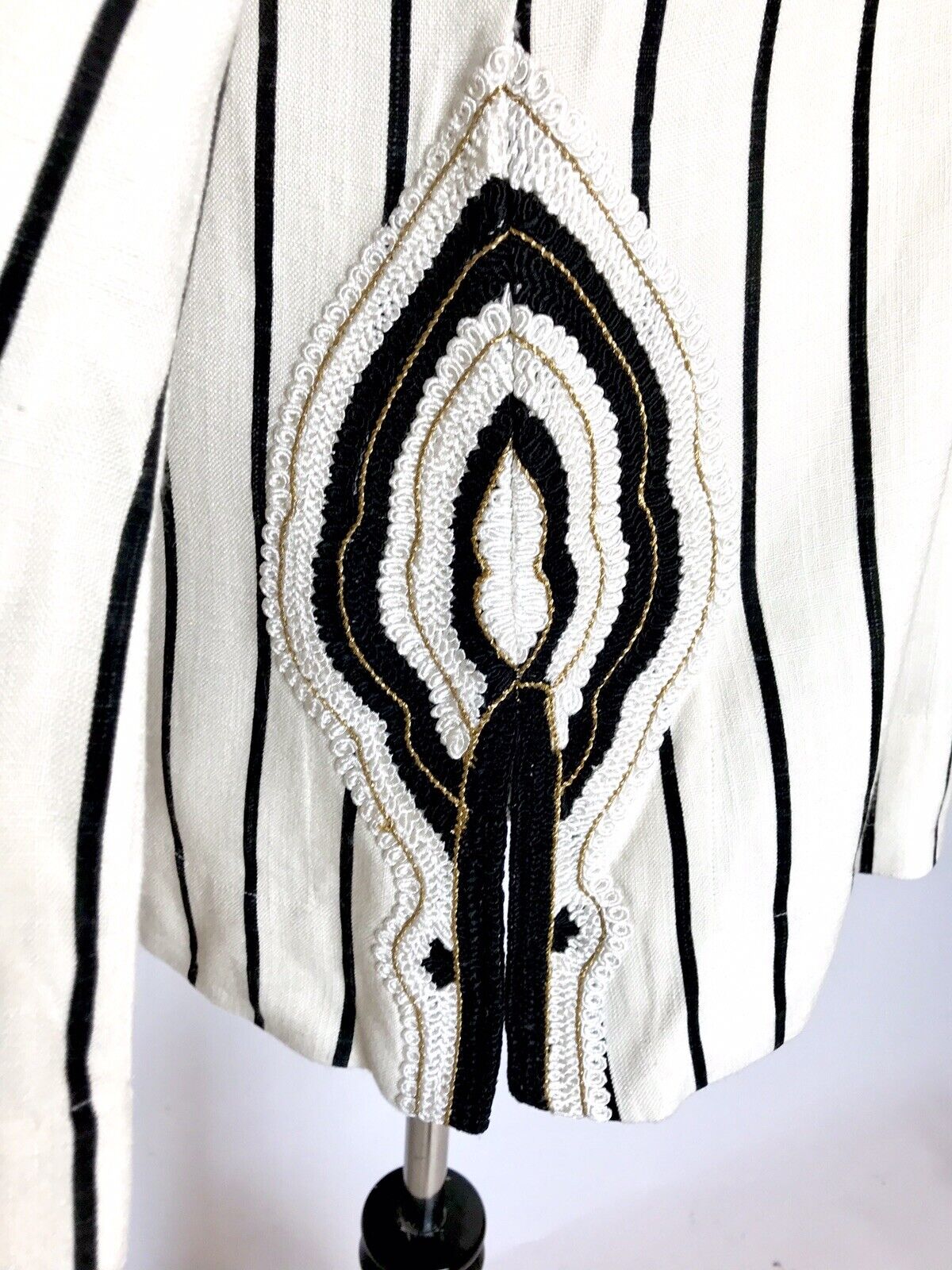 NWT Tory Burch Size 2 Rayon Slub Stripe Tunic Retail 348 Price $198 Embellished