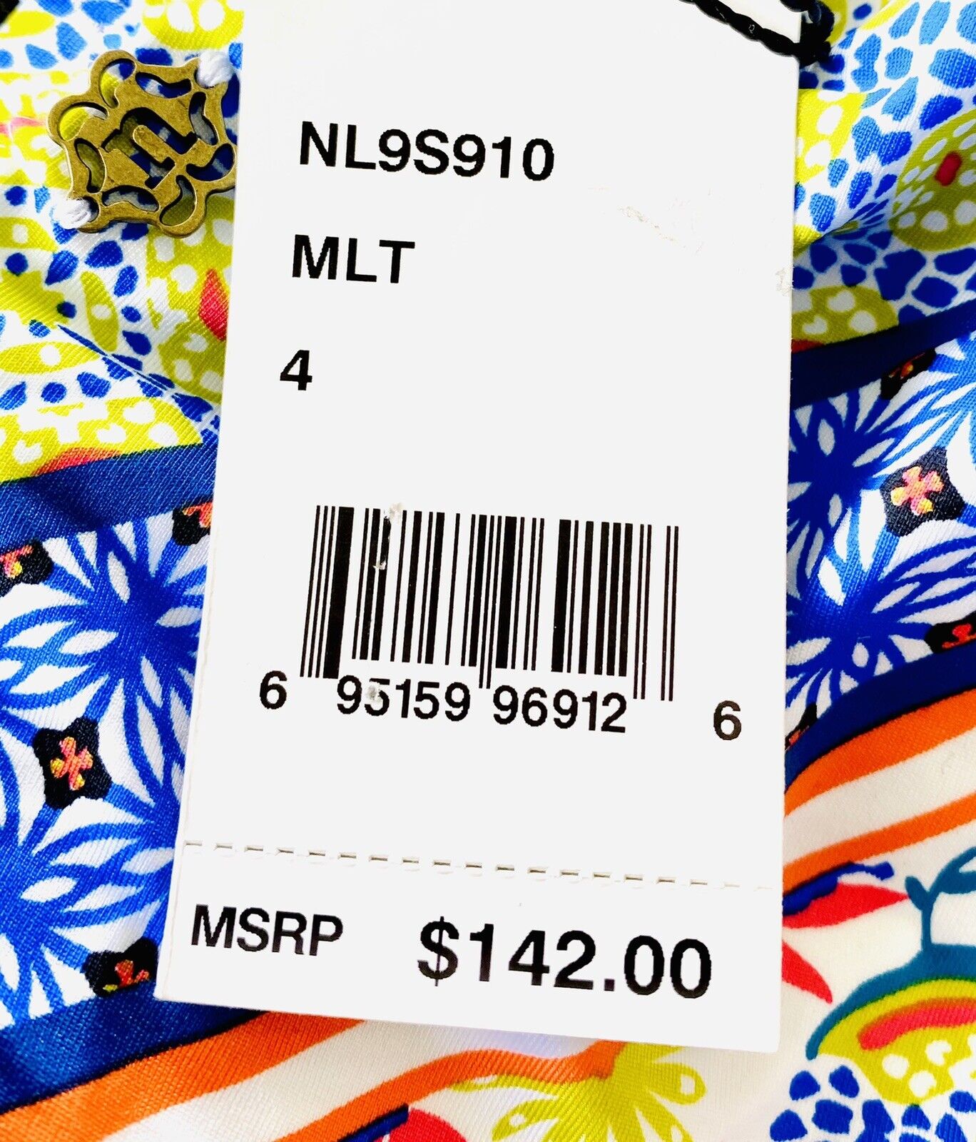 Nanette Lepore Patchwork Goddess Plunge Swimsuit NWT Sz 4 Retail $142 Price $49