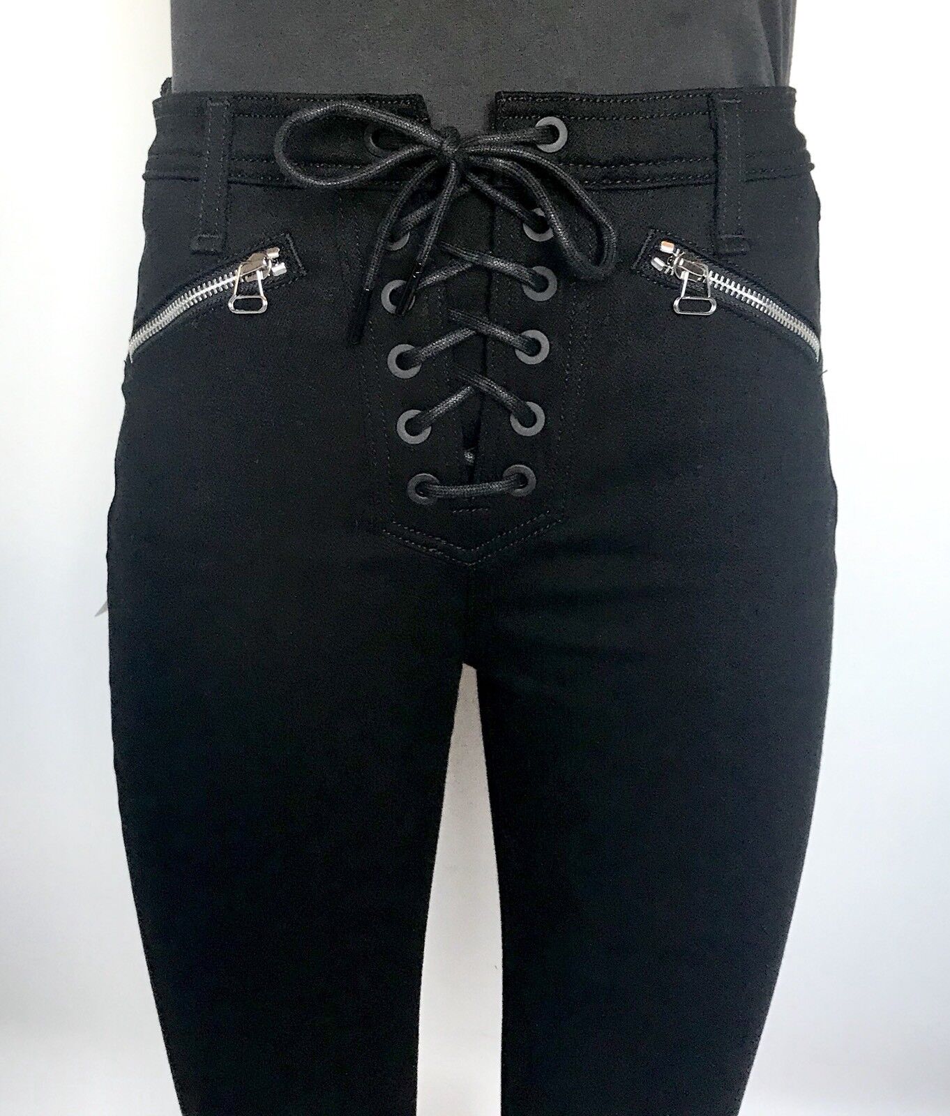 Rag & Bone Black Lace Up Gia Jeans. Size 25 Retail $265  Price $122 NWT