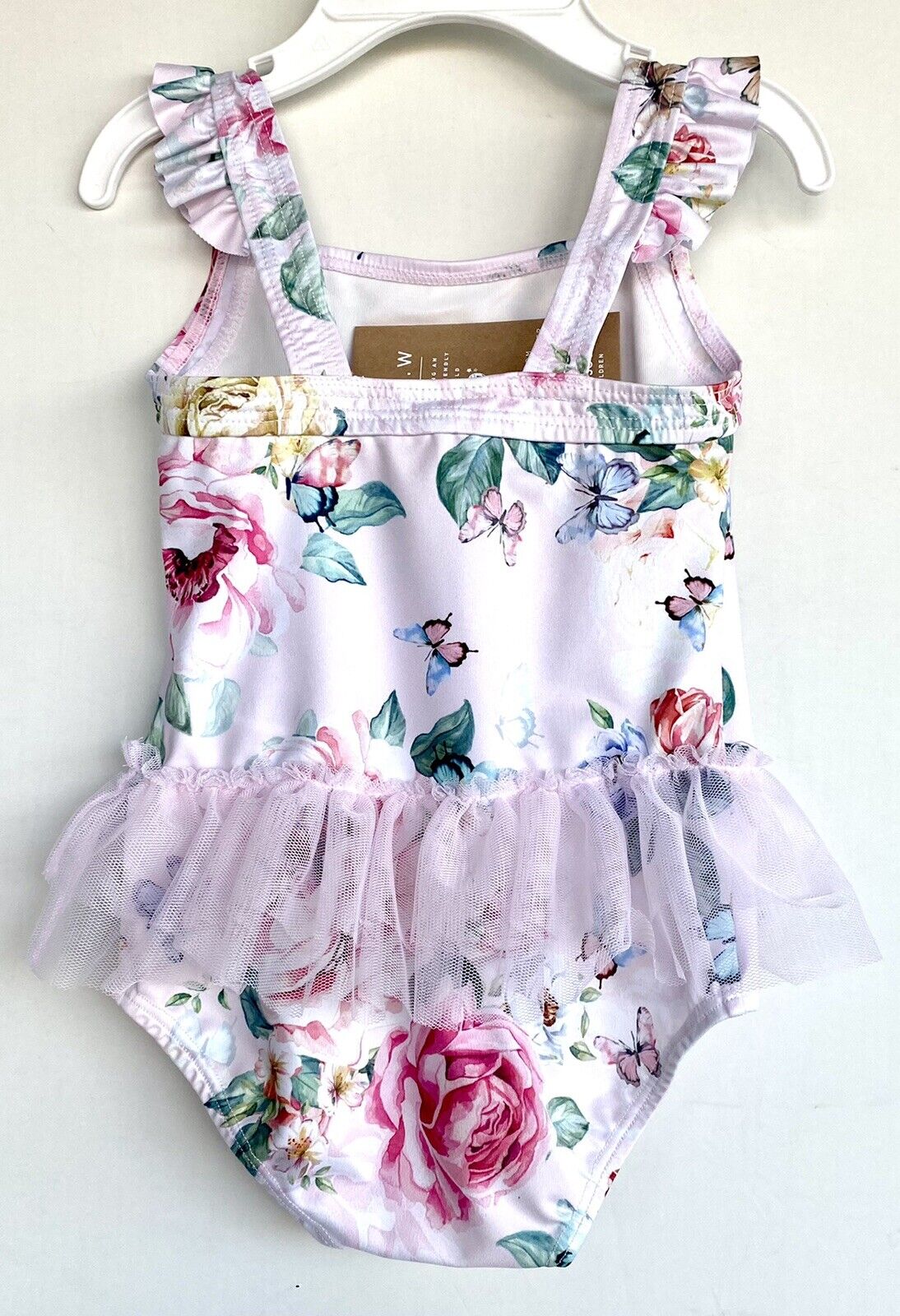 Monsoon London Floral Print Ruffle Tulle Skirt Swimsuit 12-18 M Price $28 NWT