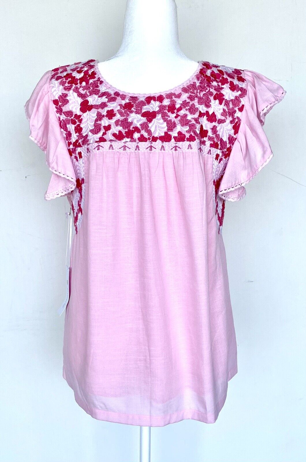 NWT J Marie embroidered Ainsley Top size S Retail $106 Price $56 pink