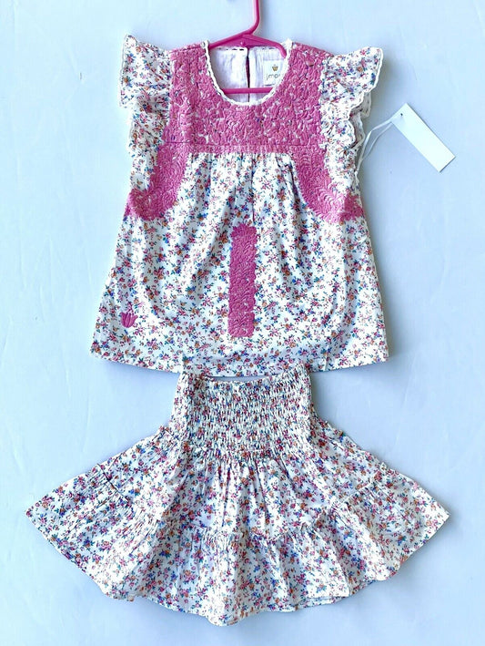 J Marie embroidered Rosalee Set 3T Retail $136 Price $49 Blouse Skort